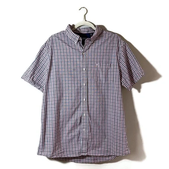 Izod Red, Blue and White Plaid Short Sleeved Button Down Shirt Men’s Size XL - Picture 1 of 6